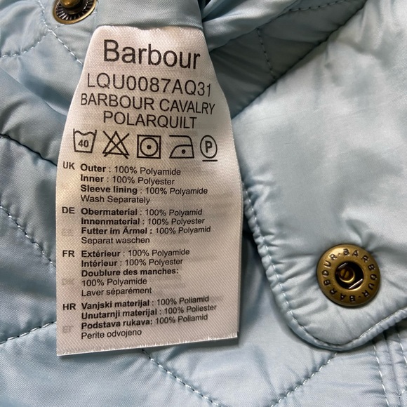Barbour Flyweight Calvary Quilted Jacket Womens Size US 6 UK 10 Light Blue - Picture 7 of 11
